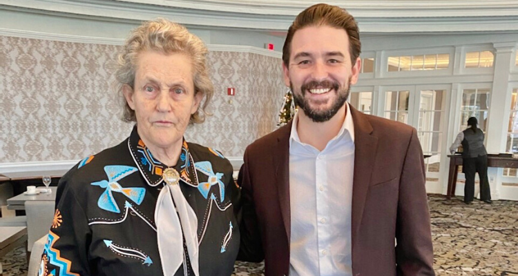 Michael Barnes attends an autism awareness talk with Dr. Temple Grandin