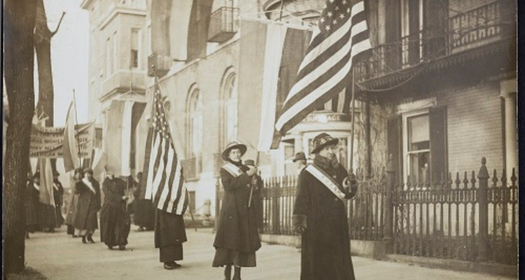 historical photo showing a Women's Suffrage protest