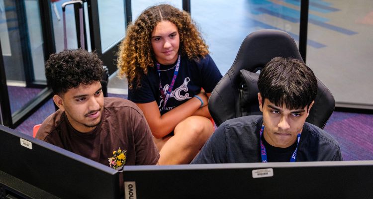 Students from Atlantic City High School in Atlantic Cape's Innovation Center during Cyber Day