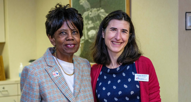 Atlantic Cape President Dr. Barbara Gaba and 2023 Part-time Employee of the Year Athena Kramvis