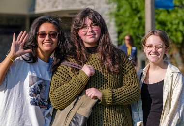 Maddie Ventura Theresa Vonellington and friend at Party in the Quad