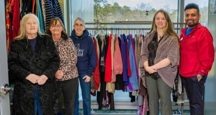 Representatives from SJ Democratic Women's Forum donated to Atlantic Cape's Campus Closet on February 29