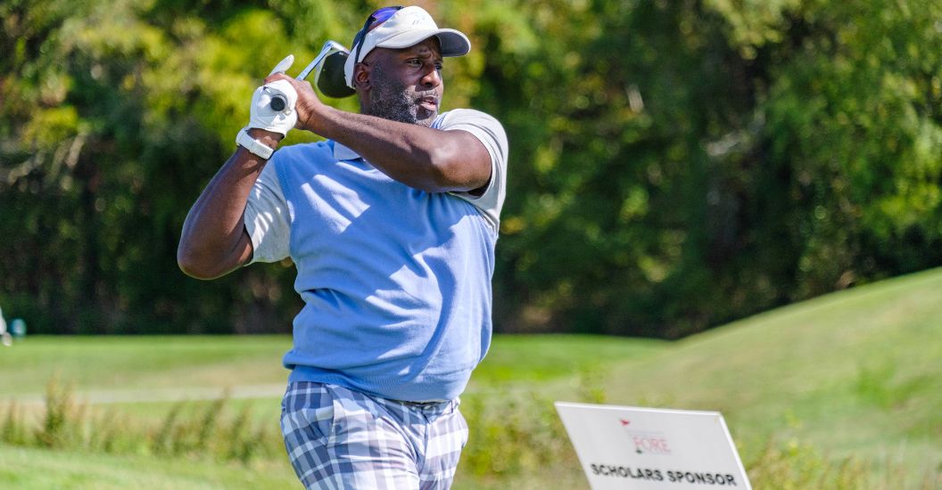 Eric Stewart tees off at the 2024 Annual Golf Tournament