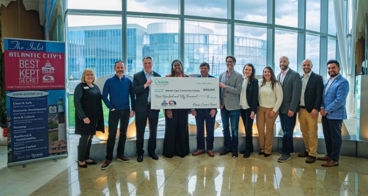 Members of the Atlantic City Inlet CDC and Ocean Casino Resort during check presentation