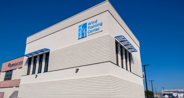Exterior of the Wind Training Center at Atlantic Cape's Worthington Atlantic City campus