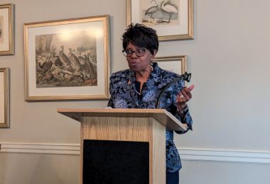 Atlantic Cape President Dr. Barbara Gaba speaks to those in attendance at PR Council Woman of Achievement Award luncheon