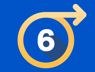 A number 6 in a circle with an arrow