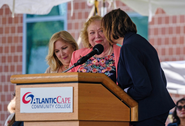 Dr. Michelfelder on the left with Professor Caplan in the middle and Dean Keklak on the right