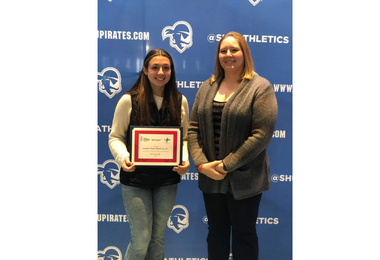 Atlantic Cape Women's Volleyball student-athlete Samantha Dangler and head coach Karla Maisto