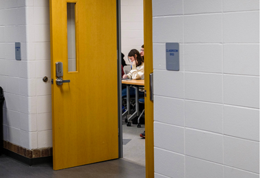 A student in a classroom