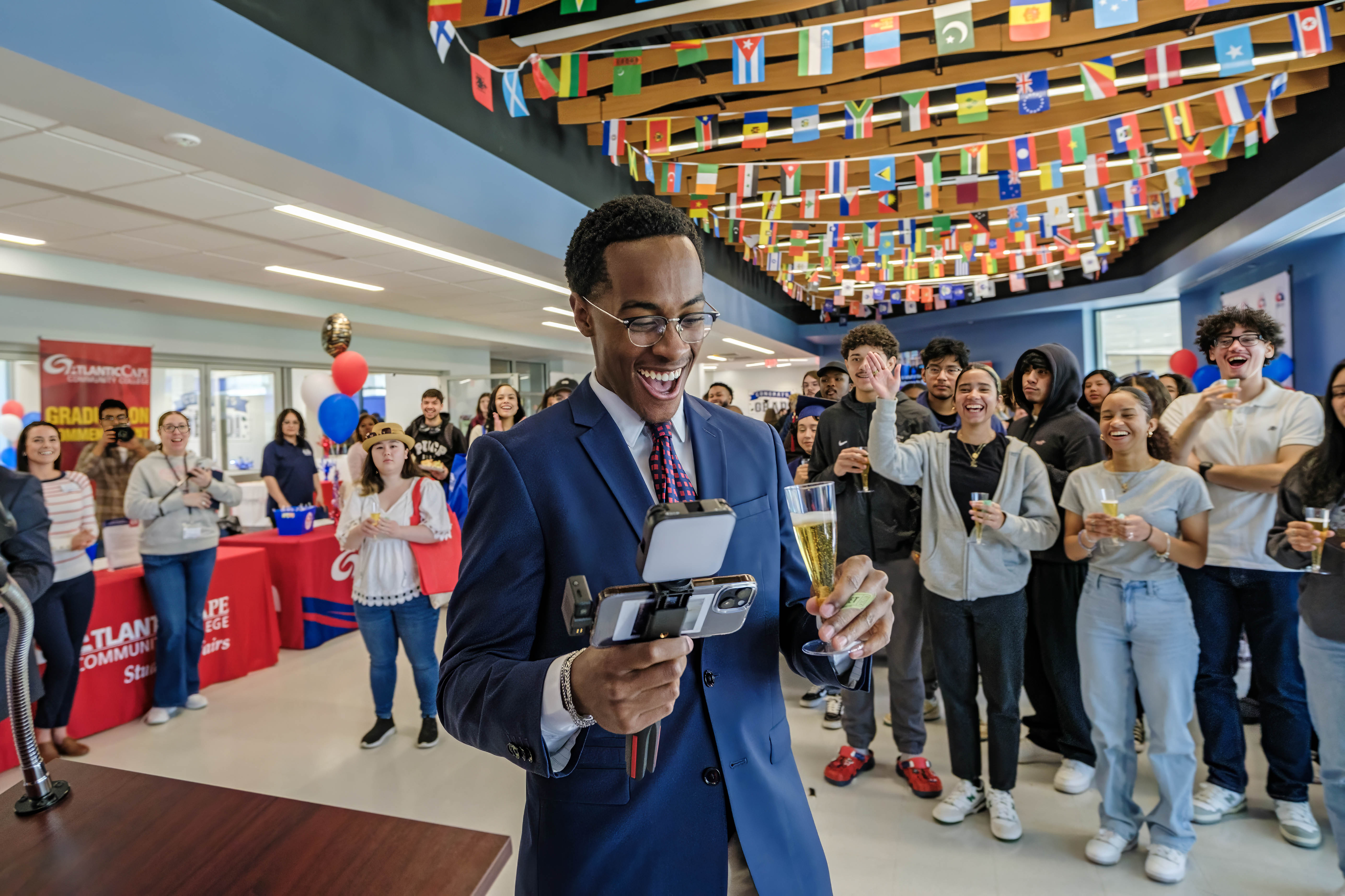 Soon to be graduate Ibrihim Goodman after winning a raffle prize