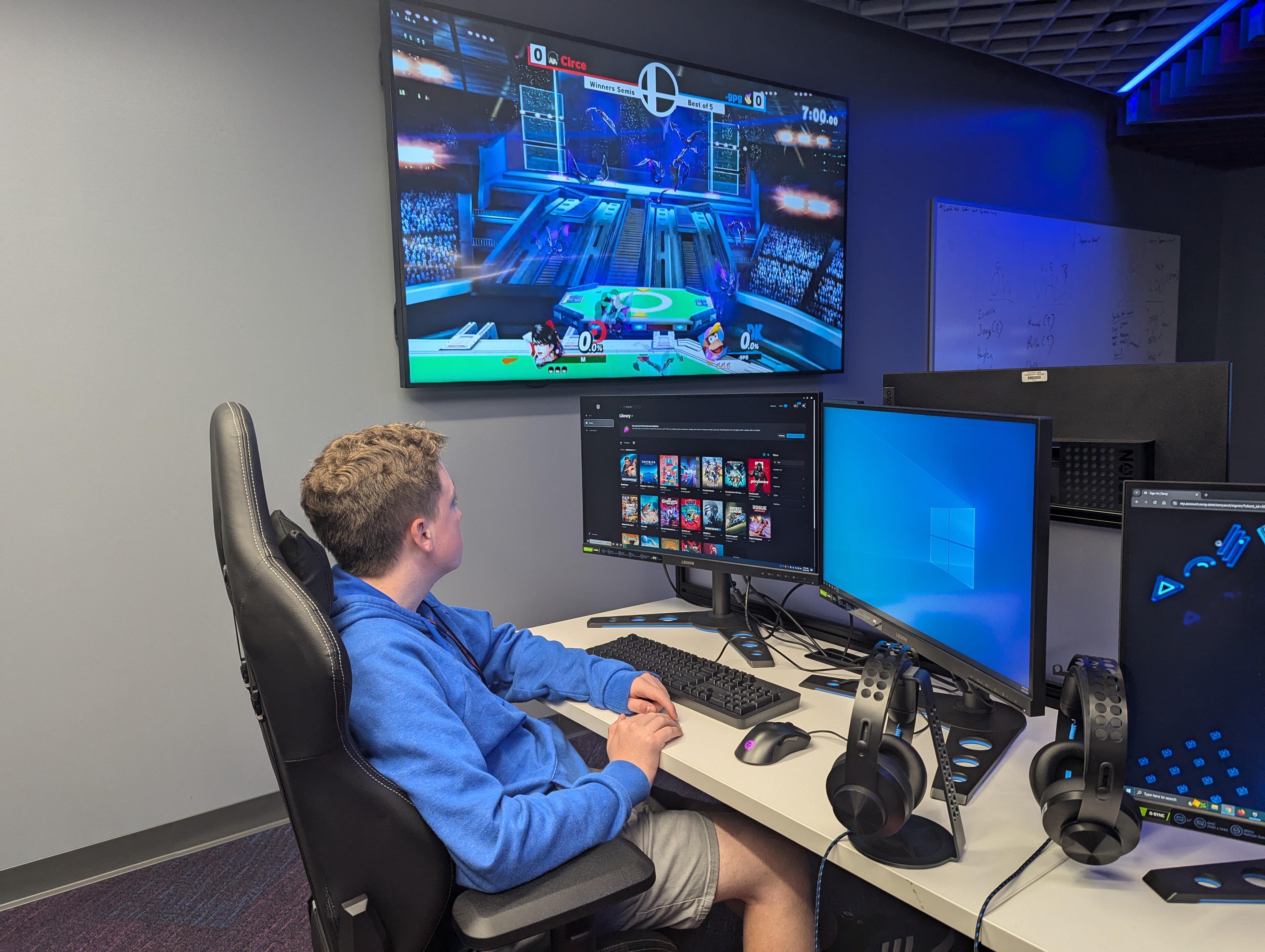 Student in Esports Lab on Media Day